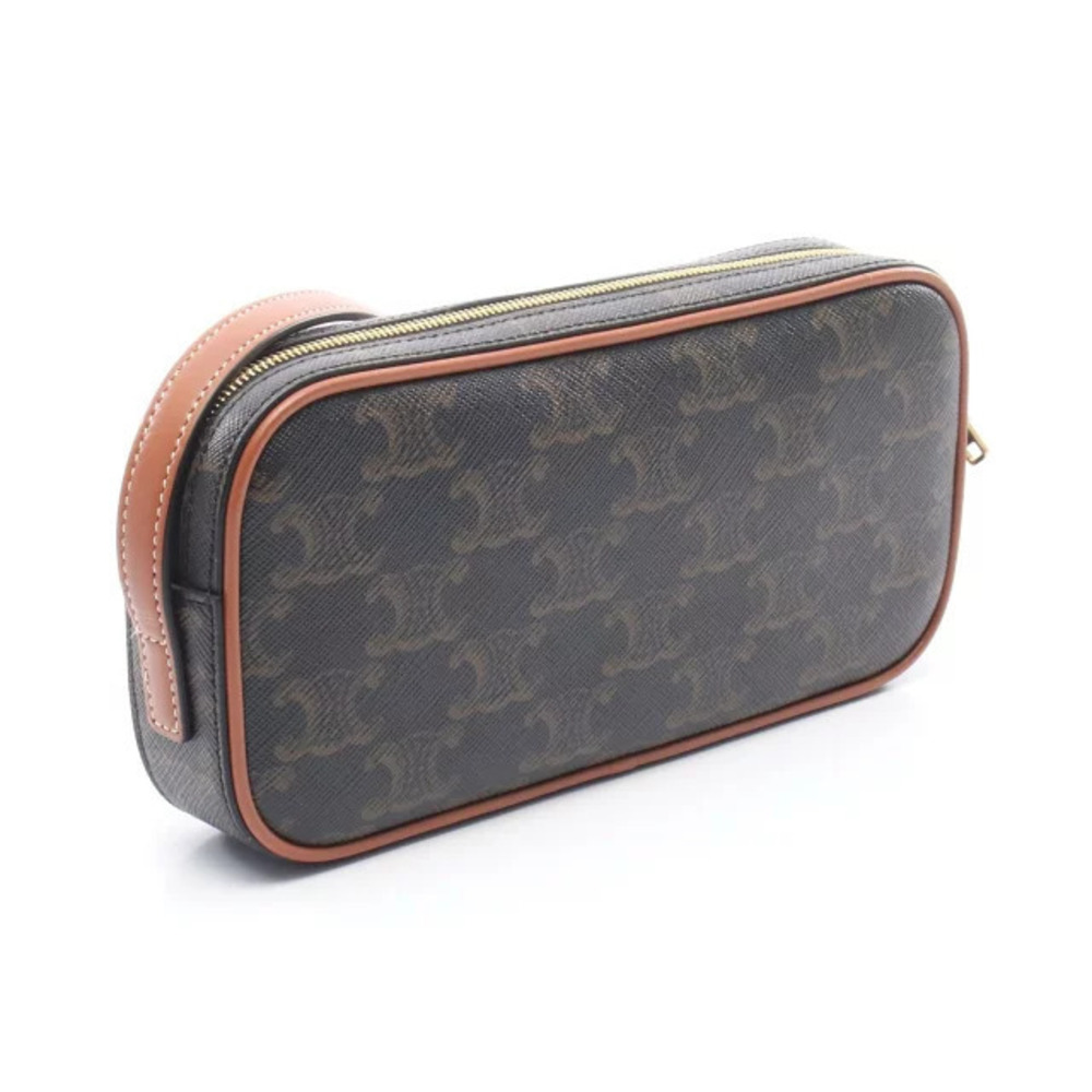 Celine Brown Camera Triomphe Bag Canvas Shoulder Multicolor Leather
